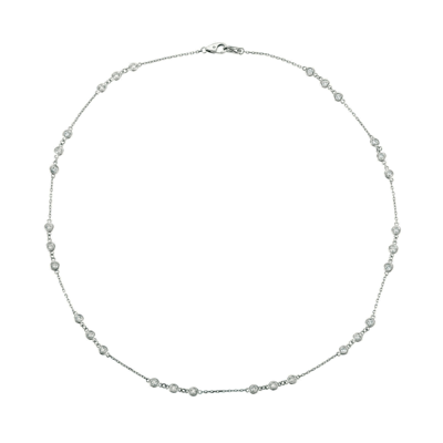 Pre-owned Morris &amp; David 3.00 Carat Diamond Necklace Si 14k White Gold 18 Inches 30 Stones