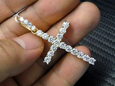 Pre-owned Handmade Si1 1.00 Ct Natural Diamond Cross Pendant Necklace 14k White Yellow Rose Gold