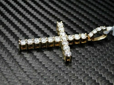 Pre-owned Handmade Si1 1.00 Ct Natural Diamond Cross Pendant Necklace 14k White Yellow Rose Gold