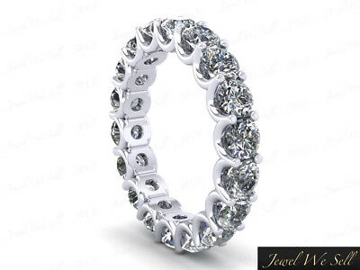 Pre-owned Jewelwesell 2.00ct Round Diamond Shared U-prong Eternity Wedding Ring 14k White Gold I Si2