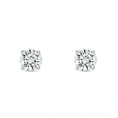 Pre-owned Shine Brite With A Diamond 1.5 Ct Round Labcreated Grown Diamond Earrings 18k White Gold E/vvs Basket Screw In White/colorless