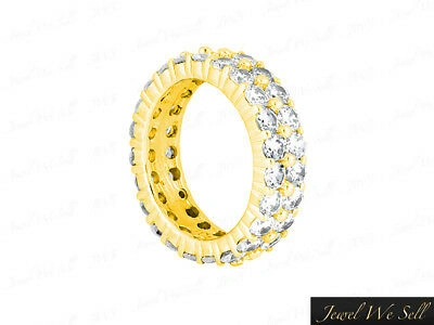 Pre-owned Jewelwesell 2.70ct Round Diamond Dual Row Shared Prong Eternity Band Ring 14k Gold Vs2 Prong In White