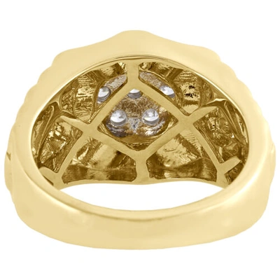 Pre-owned Jfl Diamonds & Timepieces 10k Yellow Gold Real Diamond Cluster Band Halo Frame 15mm Men's Pinky Ring 1 Ct. In White