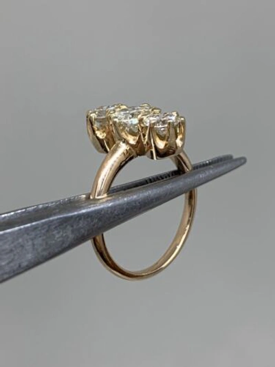 Pre-owned Navid Jewelry Inc 1.35 Carat Round Diamond Natural Cocktail Ring 14k Yellow Gold