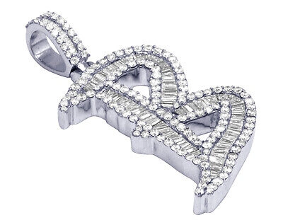 Pre-owned Jewelry Unlimited Baguette Real Diamond Letter Initial Pendant A-z 10k White Gold 3 1/2 Ct 2" U... In F-g