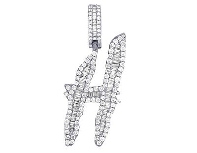 Pre-owned Jewelry Unlimited Baguette Real Diamond Letter Initial Pendant A-z 10k White Gold 3 1/2 Ct 2" U... In F-g