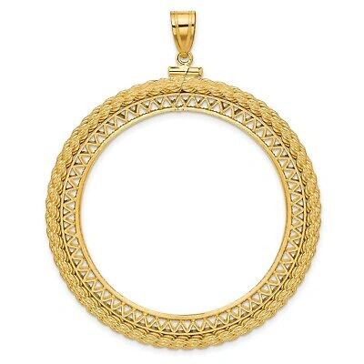 Pre-owned Jewelry Stores Network 14k Yellow Gold Filigree Rope Screw Top Austria 4 Ducat Coin Bezel