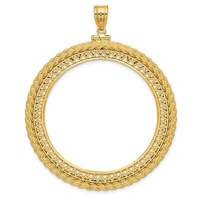 Pre-owned Jewelry Stores Network 14k Yellow Gold Filigree Rope Screw Top Austria 4 Ducat Coin Bezel