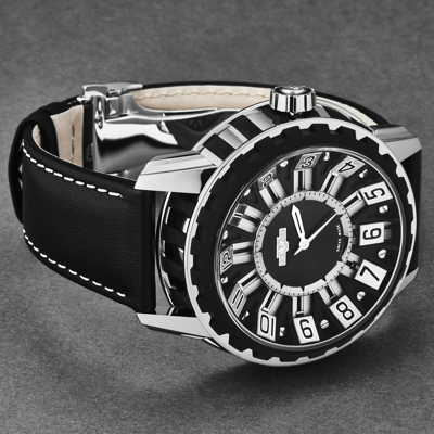 Pre-owned Dewitt Men's 'academia Slide' Black Dial Black Titanium Bezel Ac.sld.004 Rpb