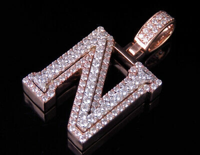 Pre-owned Jewelry Unlimited Custom Letter N Initial 3d Diamond Pendant Charm 10k Two Tone Gold 1 3/4 Ct 1.5" In G-h