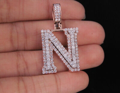 Pre-owned Jewelry Unlimited Custom Letter N Initial 3d Diamond Pendant Charm 10k Two Tone Gold 1 3/4 Ct 1.5" In G-h