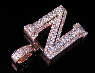Pre-owned Jewelry Unlimited Custom Letter N Initial 3d Diamond Pendant Charm 10k Two Tone Gold 1 3/4 Ct 1.5" In G-h