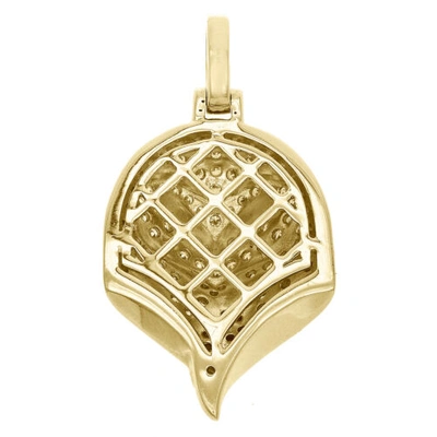 Pre-owned Jfl Diamonds & Timepieces 10k Yellow Gold Round Diamond Owl Bird Statement Pendant 1.40" Charm 1.45 Ct. In White