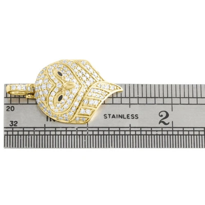 Pre-owned Jfl Diamonds & Timepieces 10k Yellow Gold Round Diamond Owl Bird Statement Pendant 1.40" Charm 1.45 Ct. In White