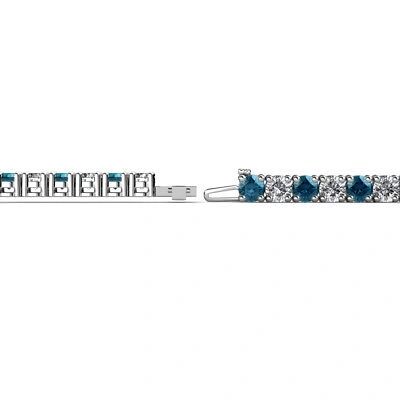 Pre-owned Trijewels Blue & White Diamond Eternity Tennis Bracelet 5.04 Ctw 14k White Goldâ Jp:122890