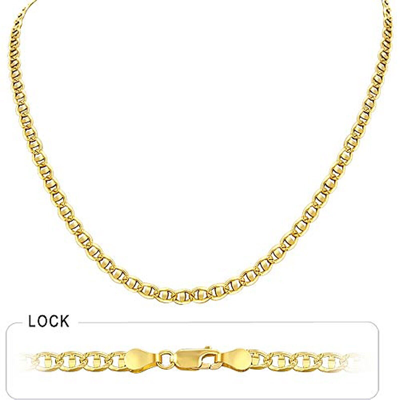 Pre-owned Gd Diamond 4.00mm 24" 15.60gm 14k Gold Solid Two Tone Men's Concave Mariner Chain Necklace In Multicolor
