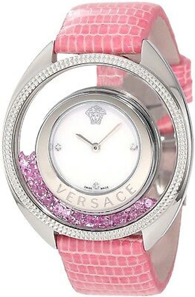 Pre-owned Versace Women's 86q951md497 S111 Destiny Spirit Pink Leather Diamond Watch In Light Pink