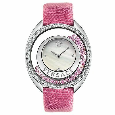 Pre-owned Versace Women's 86q951md497 S111 Destiny Spirit Pink Leather Diamond Watch In Light Pink