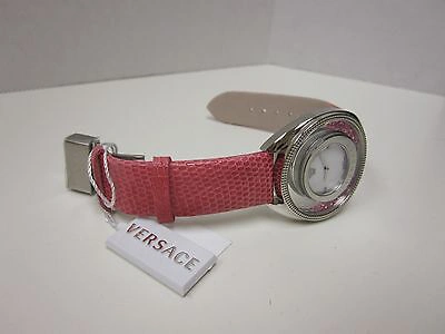 Pre-owned Versace Women's 86q951md497 S111 Destiny Spirit Pink Leather Diamond Watch In Light Pink