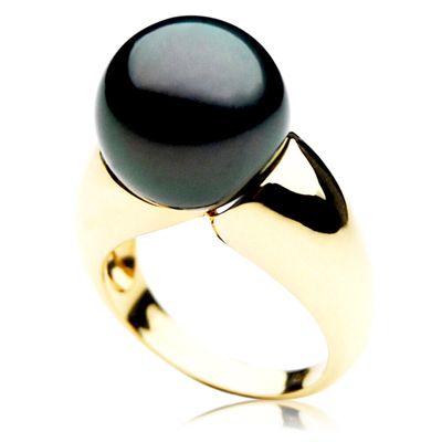 Pre-owned Pacific Pearls® Genuine 13mm  Tahitian Black Pearl Rings Birthday Gift For Sister