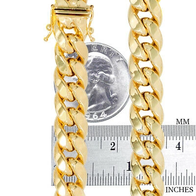 Pre-owned Nuragold 10k Yellow Gold Solid Mens 9mm Miami Cuban Link Chain Bracelet Box Clasp 9"