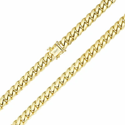 Pre-owned Nuragold 10k Yellow Gold Solid Mens 9mm Miami Cuban Link Chain Bracelet Box Clasp 9"