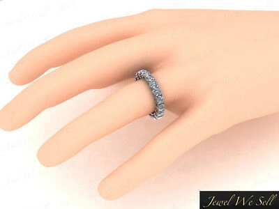 Pre-owned Jewelwesell 2.00ct Round Diamond Shared Prong Gallery Eternity Wedding Band Ring 14k I Si2
