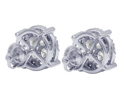 Pre-owned Jewelry Unlimited Men's Ladies Real Diamond Round Studs Earrings In 10k White Gold 2 1/10 Ct 11mm