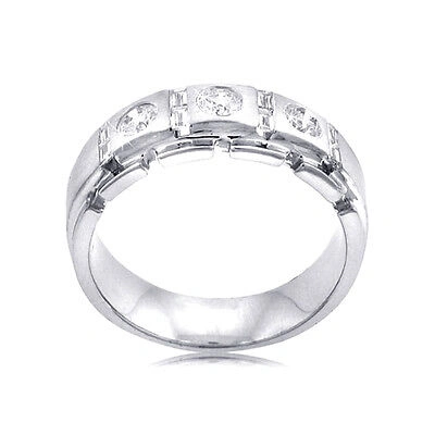 Pre-owned La 1.50 Ct. Tw Men's Round And Baguette Diamond Wedding Band In Ptinum In White