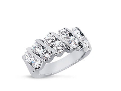 Pre-owned Jewelwesell 2.00ct Diamond Wedding Band Ring 10k White Gold Round Cut Channel Setting I Si2