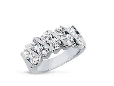 Pre-owned Jewelwesell 2.00ct Diamond Wedding Band Ring 10k White Gold Round Cut Channel Setting I Si2