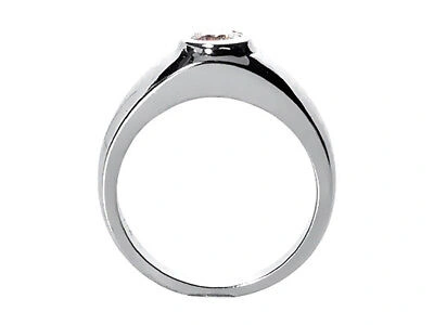 Pre-owned Jewelwesell Real 0.50ct Round Solitaire Mens Wedding Band Ring 18k White Gold I Si2 Bezel