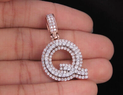 Pre-owned Jewelry Unlimited Custom Letter Q Initial 3d Diamond Pendant Charm 10k Two Tone Gold 1 1/2 Ct 1.5" In G-h