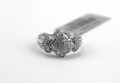 Pre-owned John Hardy Classic Chain St.silver Ring White Diamond 0.29 Tcw Size 7 60r