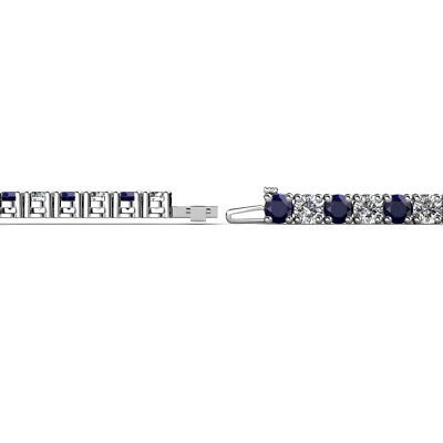 Pre-owned Trijewels Sapphire And Diamond Eternity Tennis Bracelet 5.17 Ctw 14k White Gold Jp:122839 In G-h