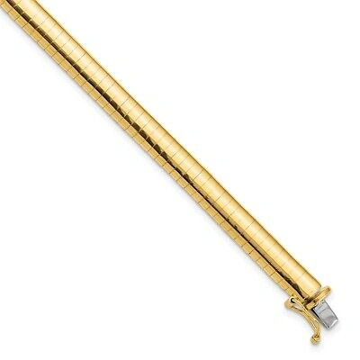 Pre-owned Skyjewelers Real 14kt Yellow Gold 6mm Domed 7in. Omega Chain Bracelet; 7 Inch