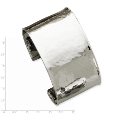 Pre-owned Roxx Fine Jewelry 37mm Cuff Bracelet 14k White Gold Hammered Finish Wide Hammered Cuff Bangle