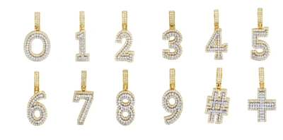 Pre-owned Jewelry Unlimited Unisex 10k Two-tone Yellow/white Gold Real Diamond Number,,+ Charm Pendant 1.4"