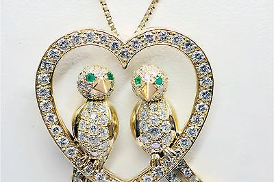 Pre-owned Handmade 2.00 Ct Turtle Dove Diamond Pendant F Vvs1 18k Yellow Gold