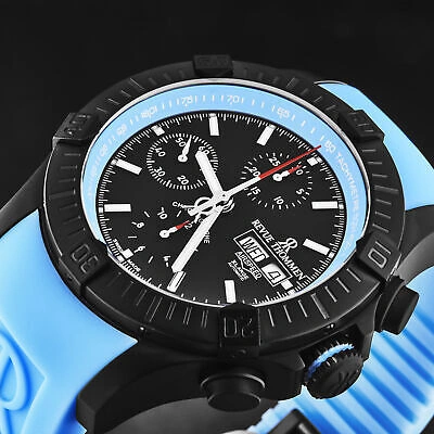 Pre-owned Revue Thommen Mens Air Speed Black Dial Blue Strap Automatic Watch 16071.6675