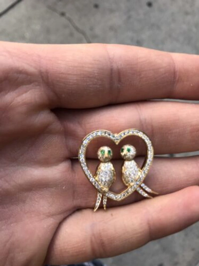 Pre-owned Handmade 2.00 Ct Turtle Dove Diamond Pendant F Vvs1 18k Yellow Gold