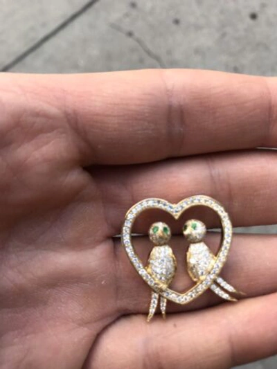 Pre-owned Handmade 2.00 Ct Turtle Dove Diamond Pendant F Vvs1 18k Yellow Gold