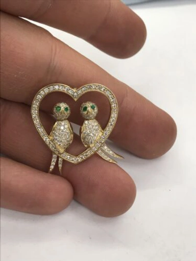 Pre-owned Handmade 2.00 Ct Turtle Dove Diamond Pendant F Vvs1 18k Yellow Gold