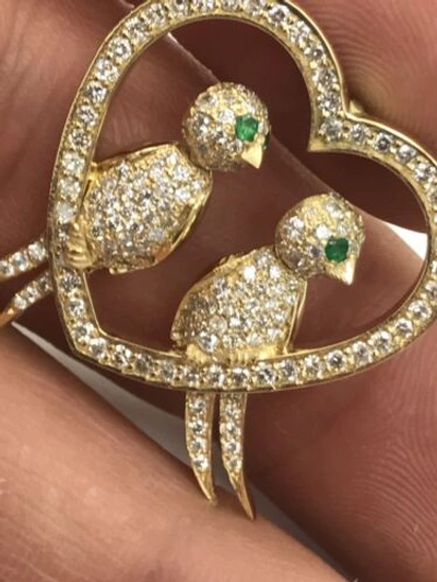 Pre-owned Handmade 2.00 Ct Turtle Dove Diamond Pendant F Vvs1 18k Yellow Gold