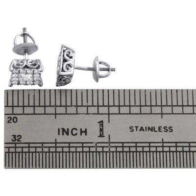Pre-owned Jfl Diamonds & Timepieces 14k White Gold Princess Cut Real Diamond 4-prong Earring 8mm Cluster Studs 1 Ct.