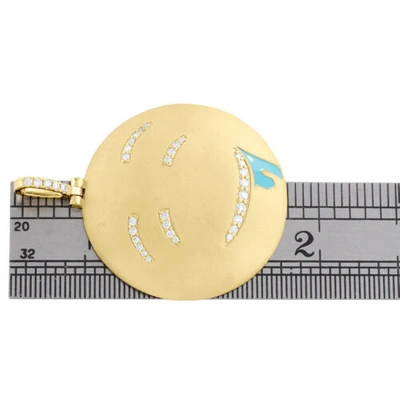 Pre-owned Jfl Diamonds & Timepieces 10k Yellow Gold Diamond Smiley Drooling Face Eomji Pendant 1.75" Charm 0.40 Ct. In White