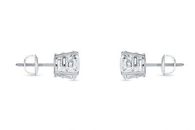 Pre-owned Shine Brite With A Diamond 3 Ct Round Lab Created Grown Diamond Earrings 950 Platinum G/vs Basket Screwback In White/colorless