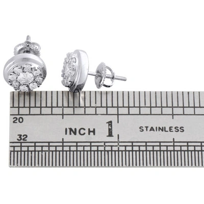 Pre-owned Jfl Diamonds & Timepieces 14k White Gold Round Diamond Flower Studs Mini Circle Cluster Earrings 1 Ct.