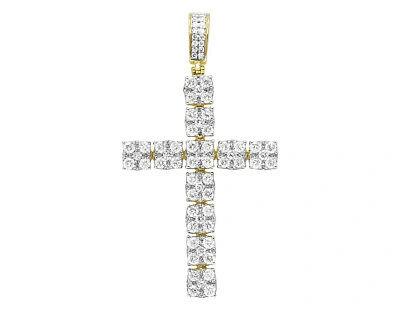 Pre-owned Jewelry Unlimited 10k Yellow Gold 2.62ct Real Diamond Cross Pendant 2" In G-h