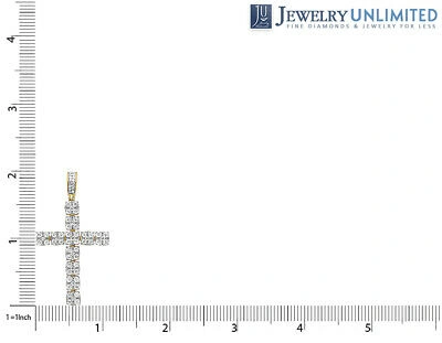Pre-owned Jewelry Unlimited 10k Yellow Gold 2.62ct Real Diamond Cross Pendant 2" In G-h